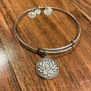 Alex and Ani Lotus flower Charm Bracelet adjustable Bangle boho